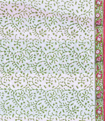 White Printed Jaipur Cotton Saree With Floral Motifs-JC1508