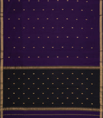Dark Purple Handloom Maheswari Silk Cotton Saree With Buttas & Zari Border-SC4864