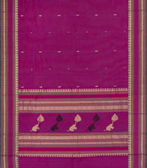 Pink Handloom Kanchi Cotton Saree With Annam Buttas-KC1841