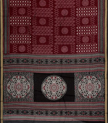 Maroon Printed Chanderi Cotton Saree With Zari Border-BL5482