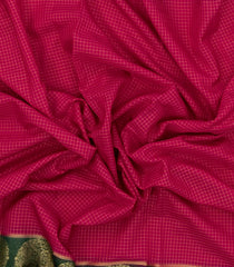 Hot Pink Woven Art Crepe  Saree With Zari Checks & Contrast Border-BL5129