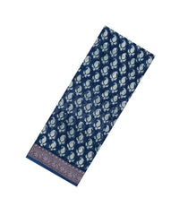Indigo Printed Chanderi Cotton Saree With Zari Border-CC1563
