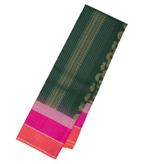 Bottle Green Handloom Soft Silk Saree With Annam Motifs-SO4009