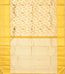 Gold Handloom Kanchipuram Silk Saree With Meena Floral Motifs