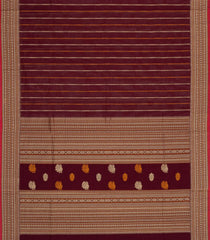 Maroon Handloom Village Cotton Saree With Stripes-VC1619