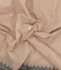 Taupe Handloom Kanchi Cotton Saree With Buttas & Silk Border-KC1752