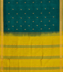 Sea Green Handloom Silk Cotton Saree With Buttas & Contrast Border-SC4697