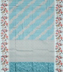 Turquoise Woven Art Dola Silk Saree With Printed Floral Motifs-BL3735