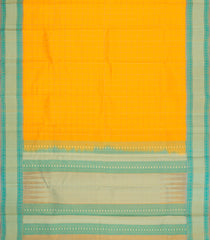 Yellow Handloom Kanchipuram Silk Saree With Checks & Thread Work Border-KA15119