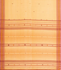Sandal Handloom Chanderi Cotton Saree With Bhujodi Pallu-CC1364