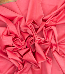 Peach Handloom Silk Cotton Saree With Zari Border & Contrast Pallu-SC3732