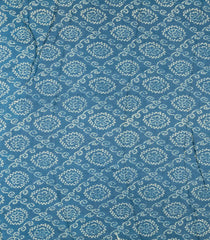 Blue Printed Jaipur Cotton Saree With Printed Floral Motifs-JC1915