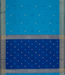 Sky Blue Handloom Maheswari Silk Cotton Saree With Buttas-SC4170