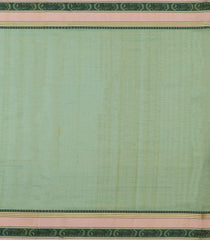 Green Handloom Silk Cotton Saree With Checks & Contrast Border-SC3998