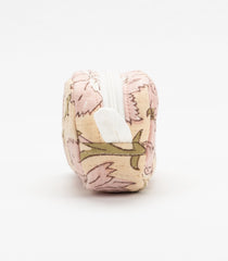 Light Peach Cotton Bagru Printed Coin Pouch With Zipper-ACS1059