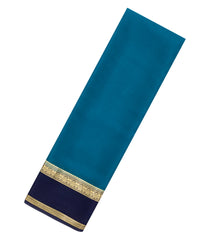 Cyan Woven Mysore Silk Saree With Contrast Border-MS3647