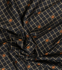 Black Handloom Kanchipuram Silk Saree With Zari Checks & Buttas-KA15271