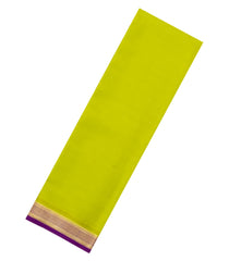 Neon Green Woven Mysore Silk Saree With Contrast Zari Border-MS3803