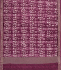 Burgundy Printed Chanderi Cotton Saree With Zari Border-CC1457