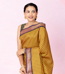 Multi Colour Handloom Korvai Kanchipuram Silk Saree With Checks-KA15848