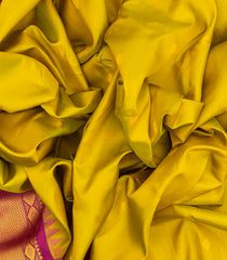 Mustard Handloom Gadwal Silk Saree With Buttas & Contrast Border-GA0161