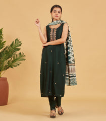 Bottle Green Embroidered Festive Kurta Set