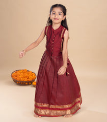 Maroon Festive Kids Pavadai Set-PM2095