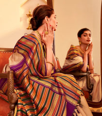 Cream Handloom Korvai Kanchipuram Silk Saree With Buttas-KA15470