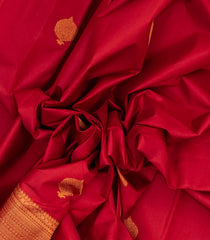 Red Handloom Kanchipuram Silk Saree With Floral Buttas-KA12349