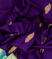 Dark Purple Handloom Korvai Kanchipuram Silk Saree With Meena Buttas-KA12263
