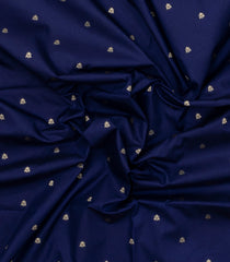 Dark Blue Woven Art Dupion Saree With Floral Zari Buttas-BL5969