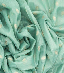 Turquoise Woven Synthetic Supernet Saree With Floral Motifs-BL4239
