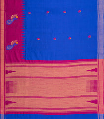 Blue Woven Dupion Silk Saree With Buttas & Contrast Border-DS0628
