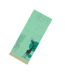 Aquamarine Printed Synthetic Linen Saree With Zari border-BL5150