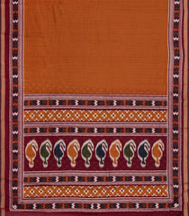 Rust Printed Blended Cotton Saree With Zari Border-BL5672