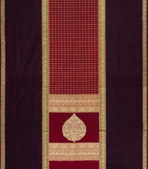 Maroon Handloom Muppagam Silk Cotton Saree With Checks-SC4345