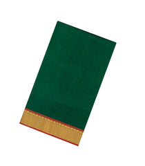 Dark Green Handloom Silk Cotton Saree With Contrast Border-SC4702