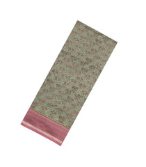 Sage Green Printed Chanderi Cotton Saree With Zari Border-CC1636