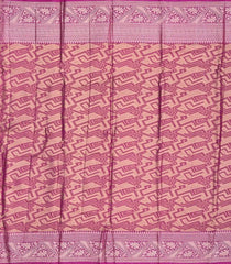 Taupe Woven Synthetic Tissue Saree With Floral Motifs & Magenta Border-BL4350