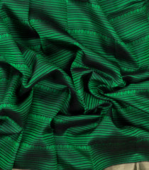 Black Handloom Kanchipuram Silk Saree With Annam Thread work Motifs-KA14789