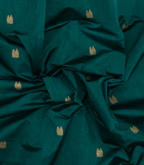 Teal Handloom Silk Cotton Saree With Buttas-SC4335