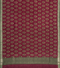 Crimson Printed Chanderi Cotton Saree With Zari Border-CC1630