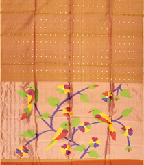 Mustard Woven Organza Saree With Sequin Work & Paithani Pallu-TU2645