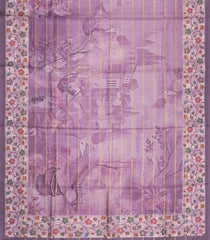 Lilac Printed Synthetic Dola Silk Saree With Zari Stripes & Border -SY0364