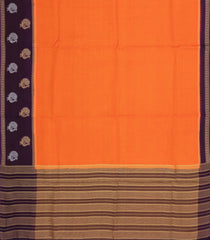 Orange Woven Blended Viscose Saree With Contrast Border-BL5530