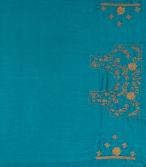 Cyan Woven Art Crushed Georgette Saree With Embroidered Floral Motifs-BL4969