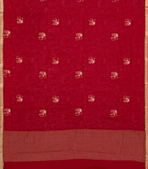 Crimson Woven Mysore Silk Saree With Embroidered Animal Motifs-MS3192