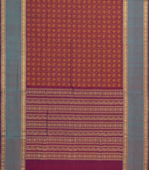 Crimson Handloom Silk Cotton Saree With Annam Chakaram Motifs-SC3947