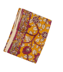 Mango Yellow Woven Kalamkari Kota Cotton Saree With Printed Floral Motifs