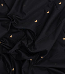 Black Handloom Maheswari Silk Cotton Saree With Floral Buttas & Zari Border-SC4865